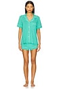 view 2 of 4 Gisele Relaxed Short PJ Set in Oasis Green & White
