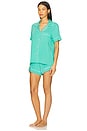 view 3 of 4 Gisele Relaxed Short PJ Set in Oasis Green & White