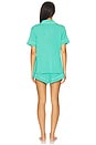 view 4 of 4 Gisele Relaxed Short PJ Set in Oasis Green & White