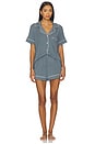 view 1 of 3 Gisele Relaxed Short Pj Set in Stone Blue & Ivory