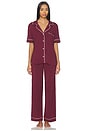 view 1 of 3 Gisele Pant Pj Set in Bordeaux & Ivory