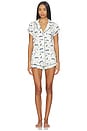 view 1 of 4 Gisele Printed Shortie Pj Set in Ski Chalet Ivory & Pine