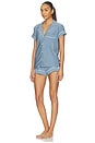 view 2 of 4 Gisele Printed Shortie Pajama Set in Duo Stripe Slate Blue & Ivory
