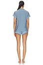 view 3 of 4 Gisele Printed Shortie Pajama Set in Duo Stripe Slate Blue & Ivory