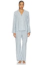 view 1 of 4 Nautico Long Pajama Set in Classic Stripe Slate Blue & Ivory