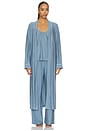 view 2 of 5 Gisele Printed Long Robe in Duo Stripe Slate Blue & Ivory