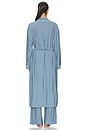 view 4 of 5 Gisele Printed Long Robe in Duo Stripe Slate Blue & Ivory