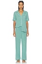 view 4 of 4 CONJUNTO DE PIJAMA DE MANGA CORTA GISELE in Seagrass & White