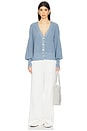 view 4 of 4 Fine Gauge Sweater Cardigan in Faded Denim