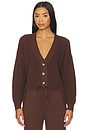 view 1 of 4 Recycled Sweater Cropped Cardigan in Chocolate