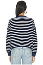 view 4 of 6 Fine Gauge Cropped Cardigan in Stripe Navy & Heathered Almond