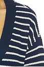 view 6 of 6 Fine Gauge Cropped Cardigan in Stripe Navy & Heathered Almond
