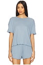 view 1 of 4 Pointelle Short Sleeve Tee in Faded Denim