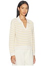 view 2 of 4 Fine Gauge Polo Top in Stripe Almond Heather& Sunbeam Ivory