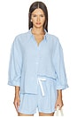 view 1 of 5 TOP CON BOTONES LINEN BLEND in Gingham White & Summer Blue