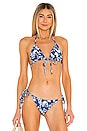 view 1 of 4 Nessa Bikini Top in Bright Indigo & Off White