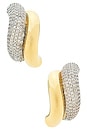 view 1 of 3 Pavé Two Tone Torsade Stud Earrings in Gold & Silver