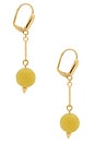 view 2 of 3 Beaded Sphere Teardrop Earrings in Gold & Jade