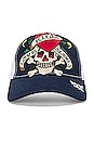 view 1 of 4 Heart Skull Hat in Navy & White