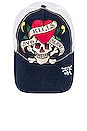 view 3 of 4 Heart Skull Hat in Navy & White