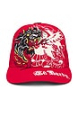 view 1 of 3 Rhinestone Eagle Panther Hat in Red