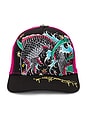 view 1 of 3 Embroidered Koi Fish Hat in Black & Pink