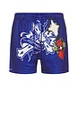 view 1 of 4 Cross Snake Mesh Short in Pop Blue