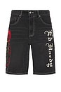 view 1 of 6 Live Fast Denim Skater Short in Y2k Black