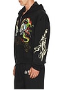 view 2 of 7 Dragon Skulls Rhinestone Zip Hoodie in Black
