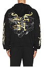 view 3 of 7 Dragon Skulls Rhinestone Zip Hoodie in Black