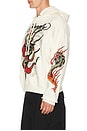 view 2 of 7 Panther Flame Boxy Rhinestone Fleece Hoodie in Ivory