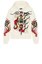 view 6 of 7 Panther Flame Boxy Rhinestone Fleece Hoodie in Ivory