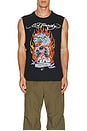 view 3 of 3 Fire Tiger Mens Cut Off Tee in Black