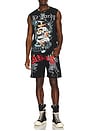 view 4 of 4 Skull Tophat Cutoff Tee in Black