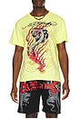view 3 of 4 Cobra Flame Rhinestone Tee in Lemon