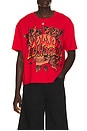 view 1 of 4 Skull Roses Boxy Cropped Tee in Mineral Red