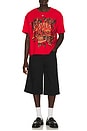 view 3 of 4 Skull Roses Boxy Cropped Tee in Mineral Red