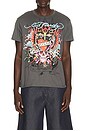 view 1 of 4 Love Kills Slowly Winged Skull Throwback Tee in Stone