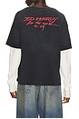 view 4 of 5 Devil Bike Boxy Hangdown Tee in Sunfade Black