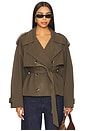 view 1 of 4 Elodie Eleanor Cropped Trench Coat in Olive