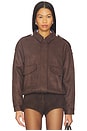 view 2 of 5 Elio Vegan Suede Jacket in Choco Brown