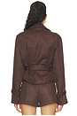 view 3 of 4 Marais Faux Suede Cropped Trench Coat in Chocolate Fondant