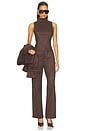 view 5 of 6 Etienne Faux Suede Pant in Chocolate Fondant