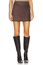 view 1 of 6 Elodie Mina Vegan Suede Mini Skirt in Deep Mahogany