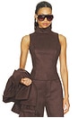 view 1 of 4 Etienne Faux Suede Top in Chocolate Fondant