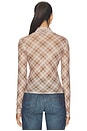 view 4 of 5 Bourbon Turtleneck Mesh Top in Brown Plaid