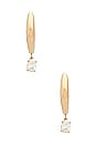 view 3 of 4 Diamond Oval Drop Gold Dome Huggie Earring in Yellow