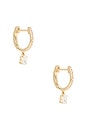 view 1 of 3 Oval Drop Diamond Mini Huggie Earrings in Gold