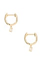 view 2 of 3 Oval Drop Diamond Mini Huggie Earrings in Gold