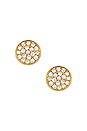 view 2 of 3 White Diamond Mini Disc Studs in Gold